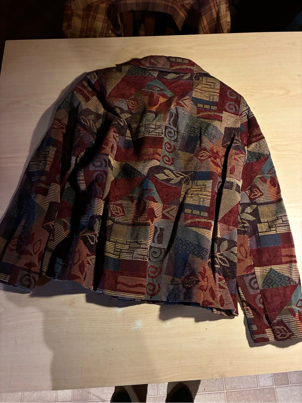 Dana Kay Multicolor Geometric Leaf Pattern Button Front Jacket - Picture 6 of 6